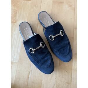 𝅺L’IDEA by Lori Leather Mule gold tone Bit accent Slip On Flats 40.5